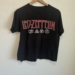 Led Zeppelin Women's Medium Logo ZoSo IV T-shirt Streetwear Worn in Cropped